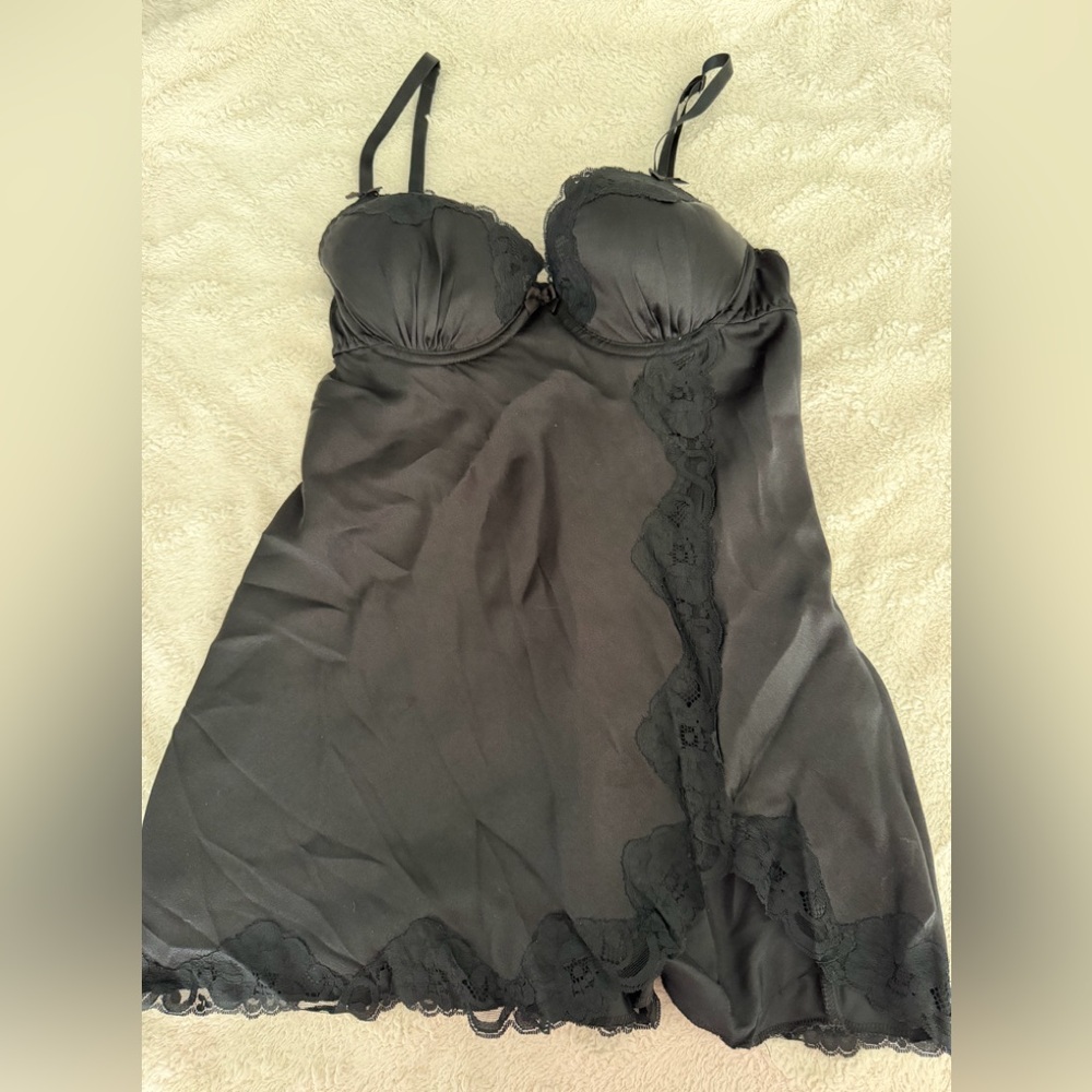 Gilligan & O'Malley Black Lace Trim Chemise